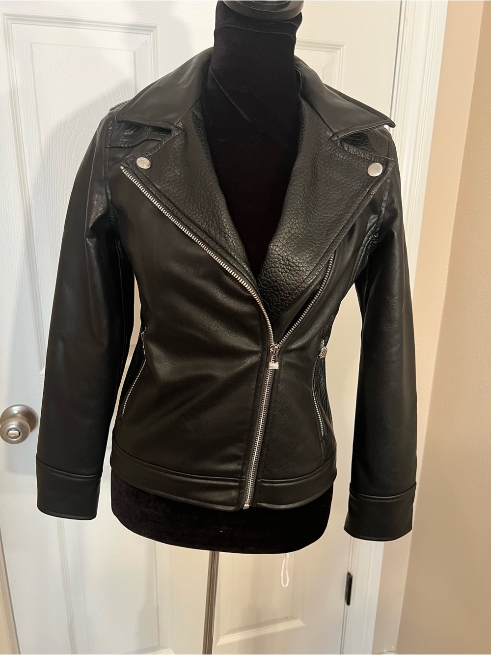 art class Black Faux Leather Jacket